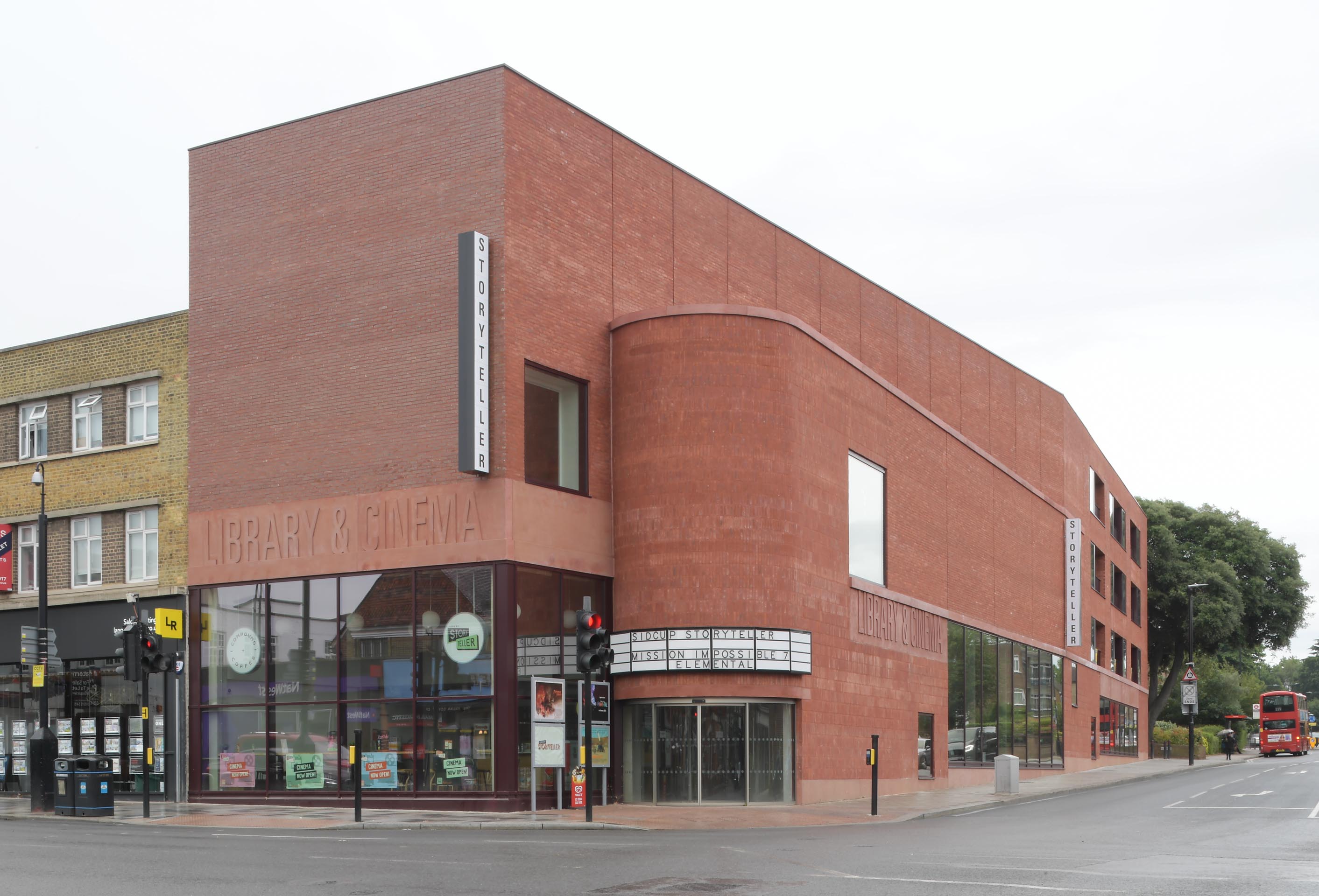 Award-winning bold architectural statement in urban setting with vibrant red facing brick